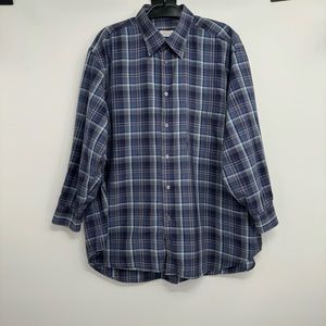 Brioni Button Down Dress Shirt Men's XL Plaid Long Sleeve 100% Cotton Italy